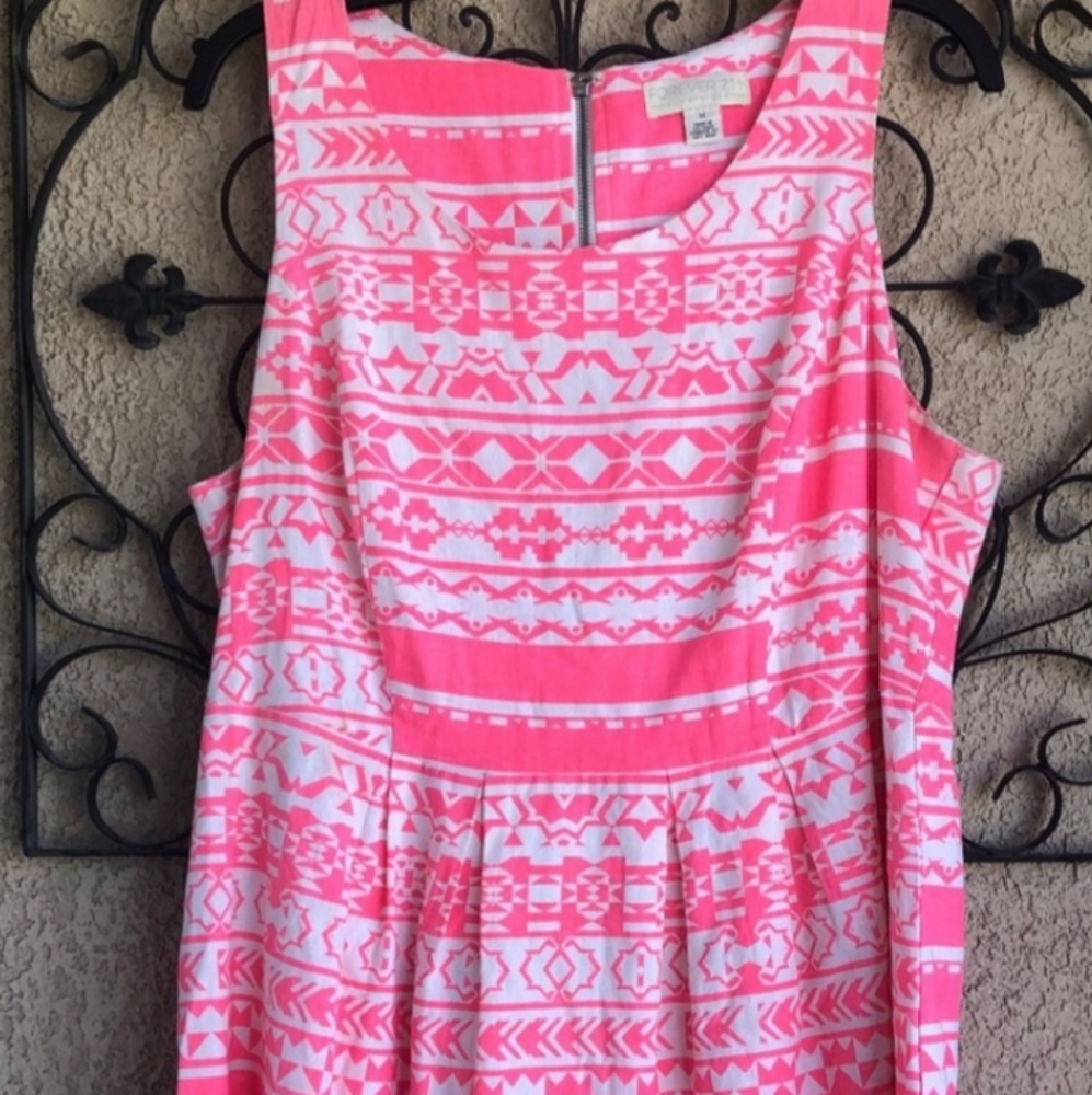Hot pink Aztec skater dress